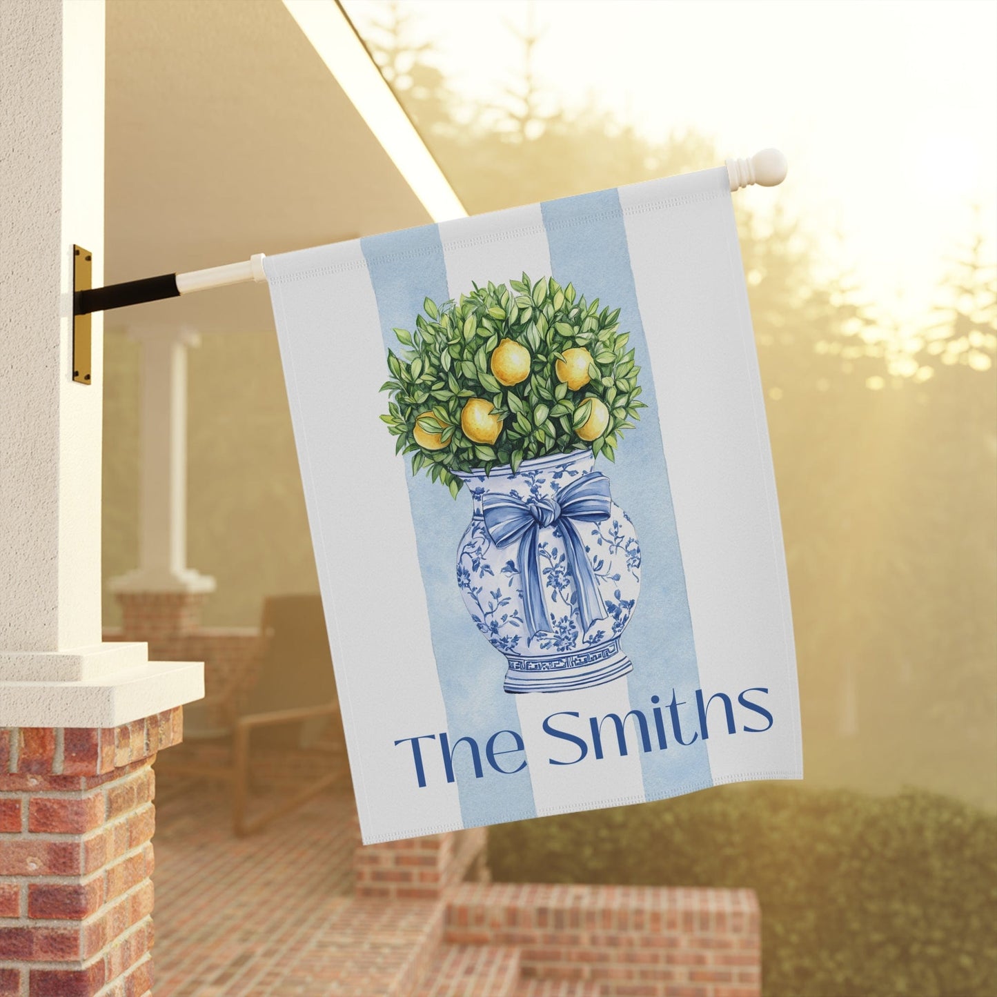 Printify Home Decor Custom Preppy Chinoiserie Topiary Garden Flag