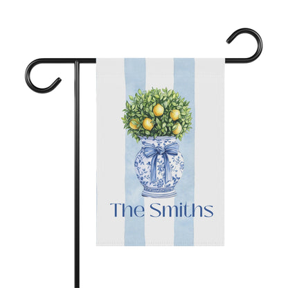Printify Home Decor 12'' × 18'' Custom Preppy Chinoiserie Topiary Garden Flag