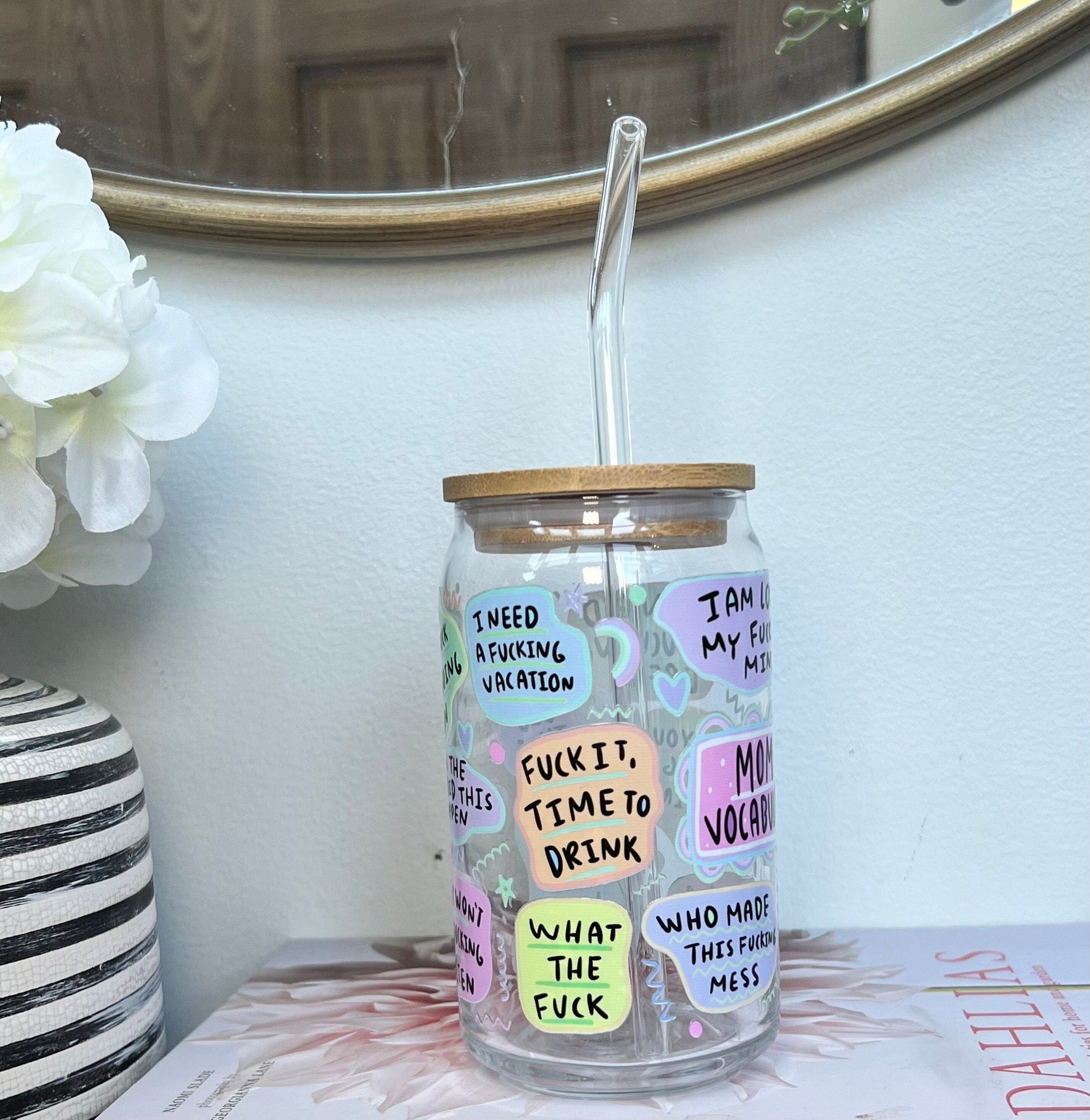 Everyday Ego Gift For Mom | Funny Mama Glass | Gift For Her | Sassy Tumbler | Funny Mom Cup | Iced Coffee Cup With Lid And Straw | Mommy Vocabulary