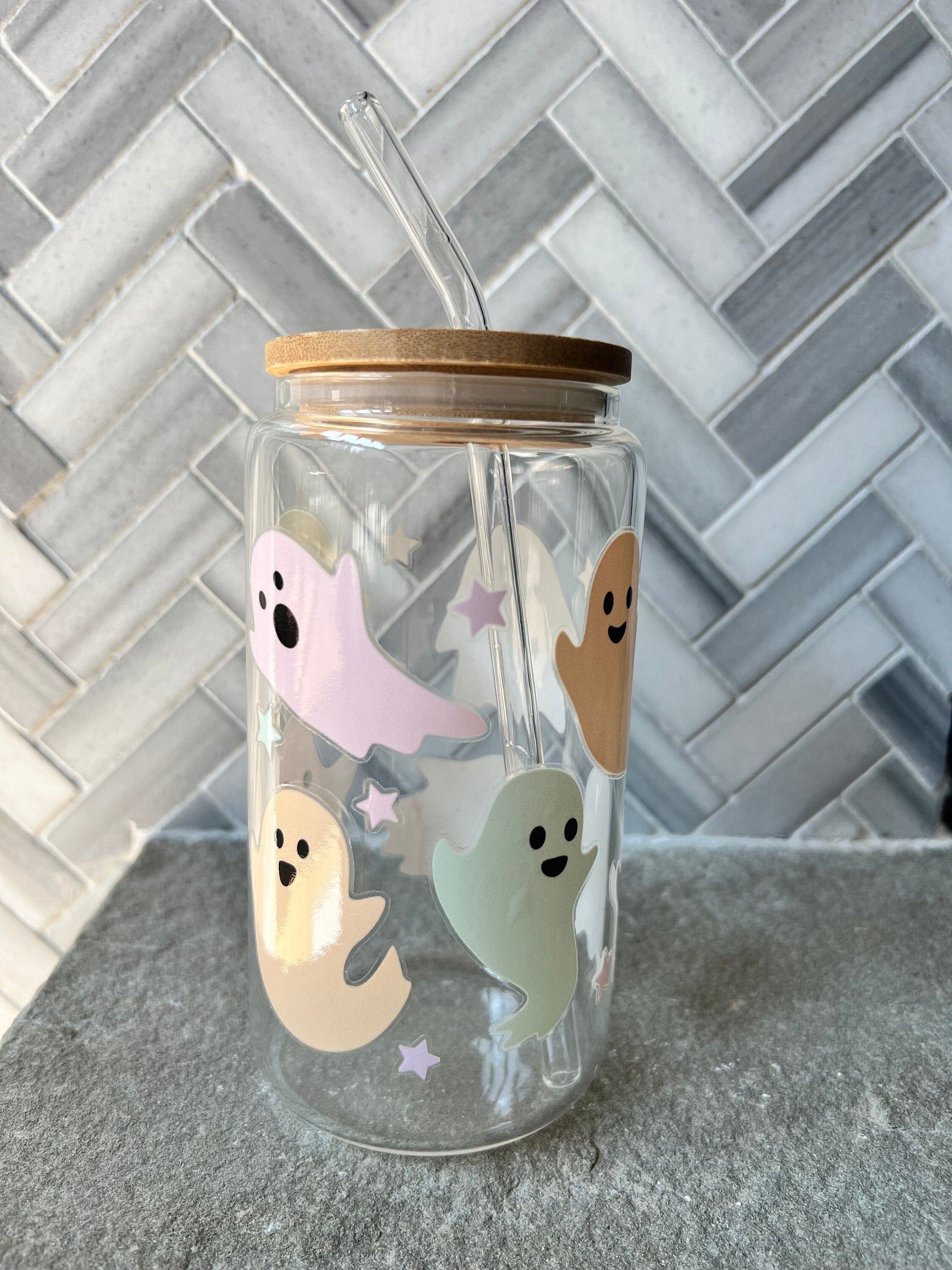 Everyday Ego Glass Cup Cute Ghost Cup | Spooky Tumbler