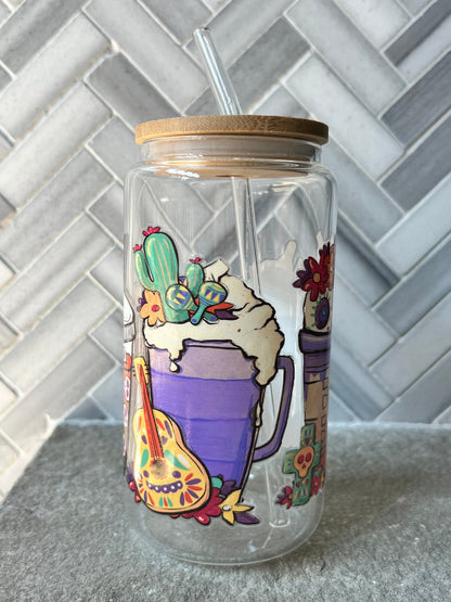 Everyday Ego Sugar Skull Latte Glass Coffee Cup, Cute Beer Can Cup, Iced Coffee Glass Cup With Lid And Straw, Halloween Glass Can Cup,