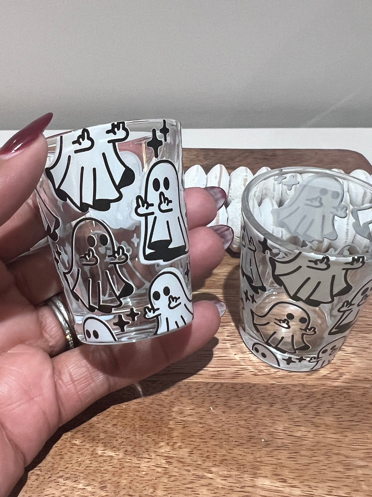 Everyday Ego Shot Glass Middle Finger Ghost Middle Finger Ghost Shot Glasses