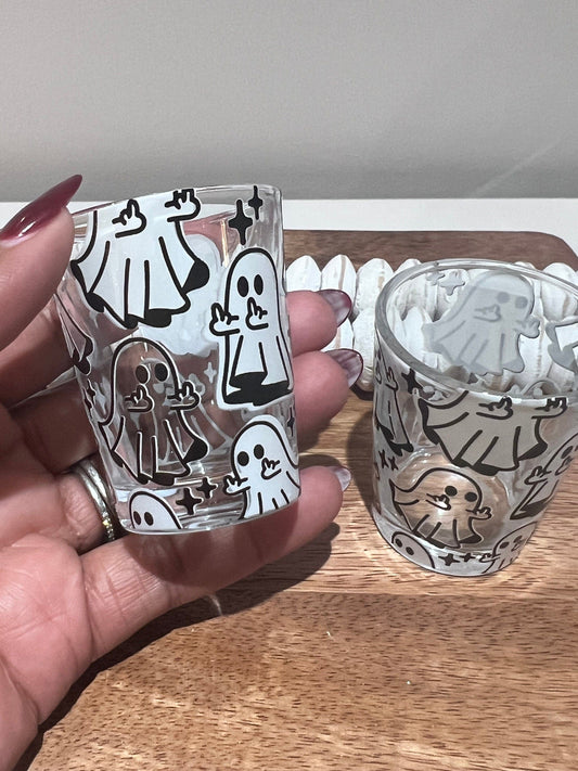 Everyday Ego Shot Glass Middle Finger Ghost Middle Finger Ghost Shot Glasses