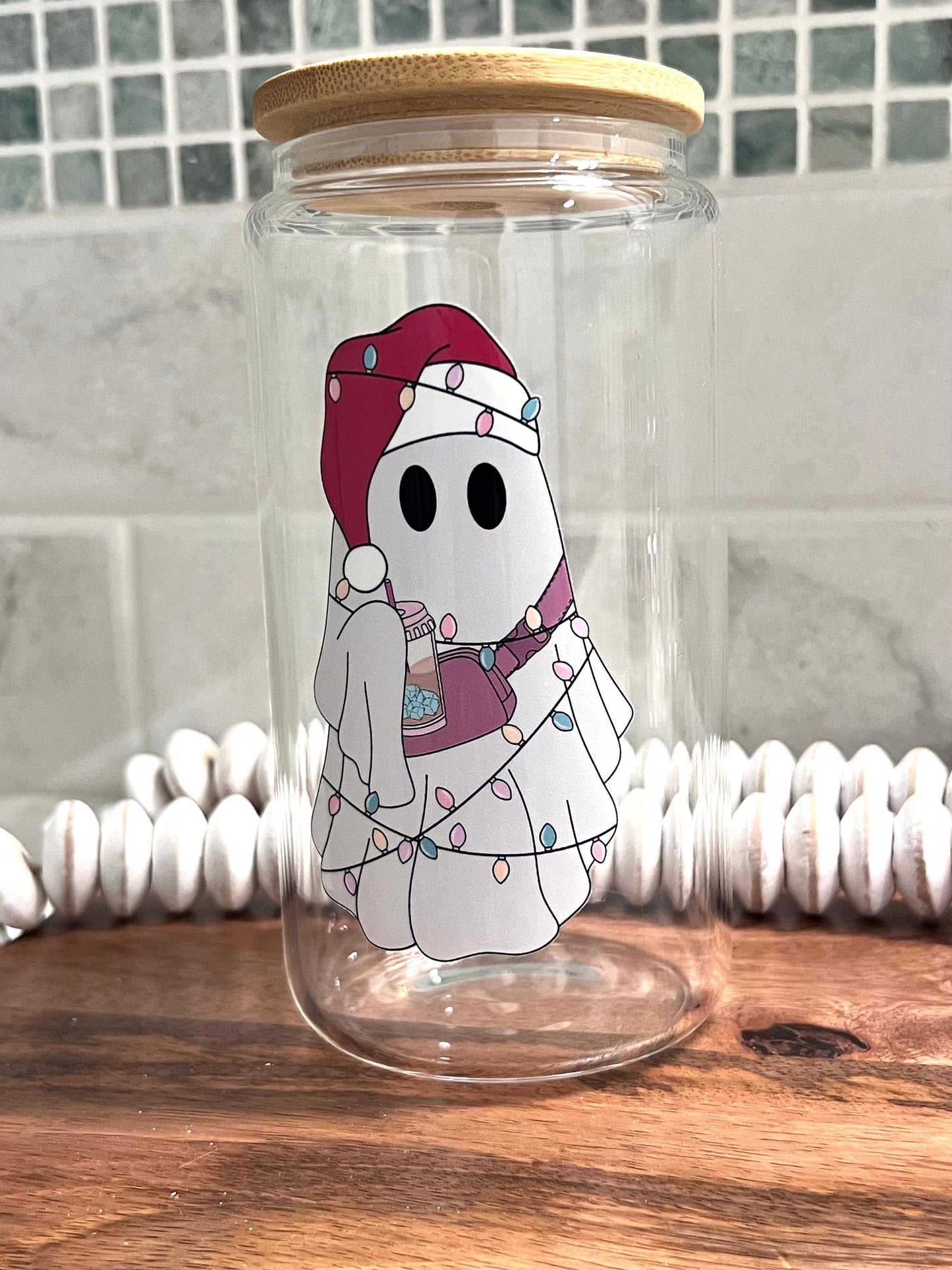 Everyday Ego Glass Cup Boojee Christmas Ghost Glass Coffee Cup