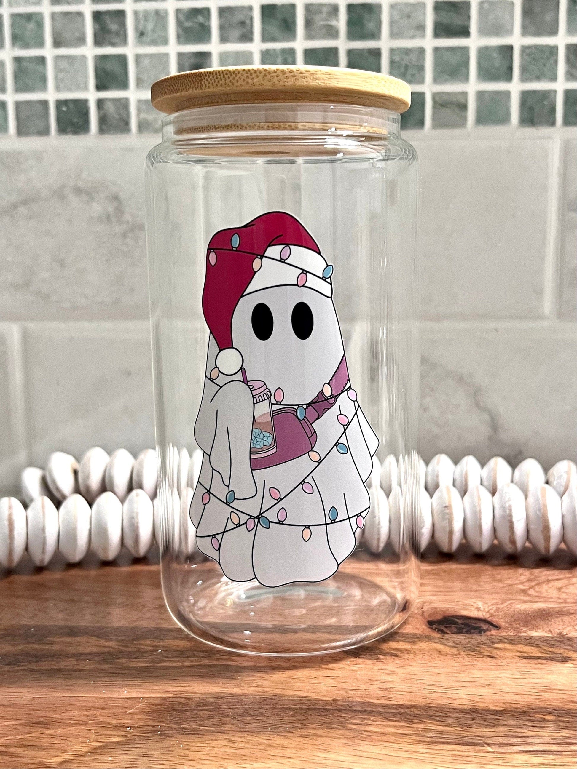 Everyday Ego Glass Cup Boojee Christmas Ghost Glass Coffee Cup