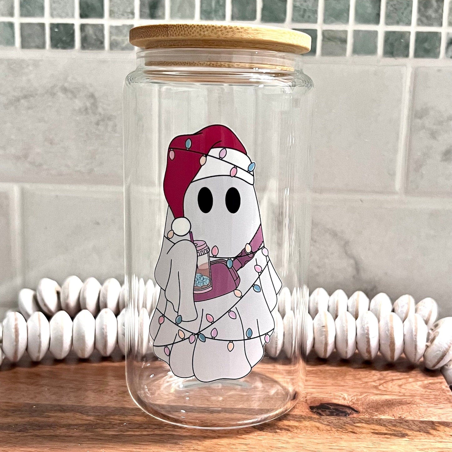 Everyday Ego Glass Cup Boojee Christmas Ghost Glass Coffee Cup