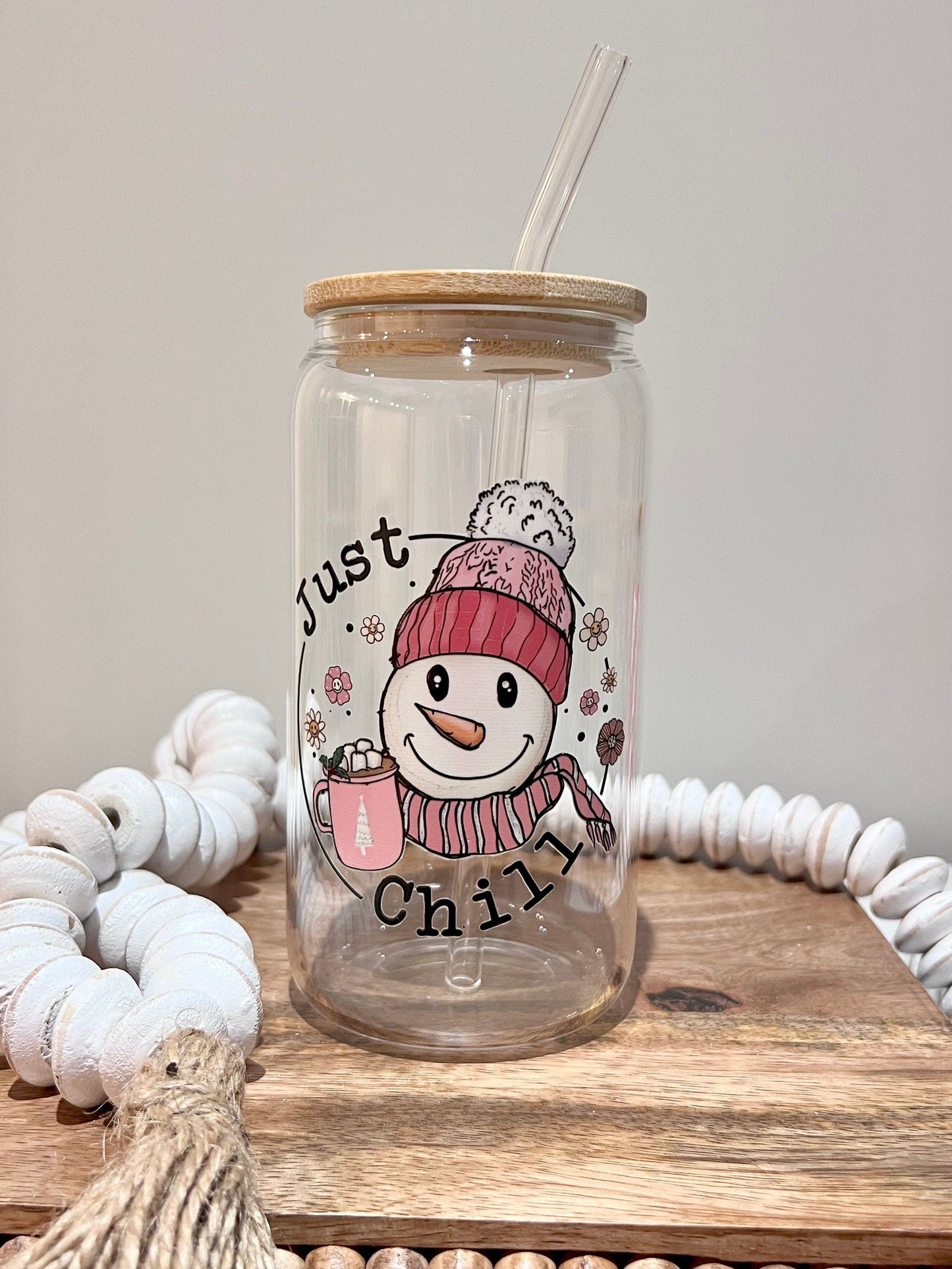 Everyday Ego Snowman Ice Coffee Cup |  Holiday Iced Coffee Glass Mug | Glass Tumbler | Winter Glass Cup | Snowman | Holiday Gift | Gift for Her