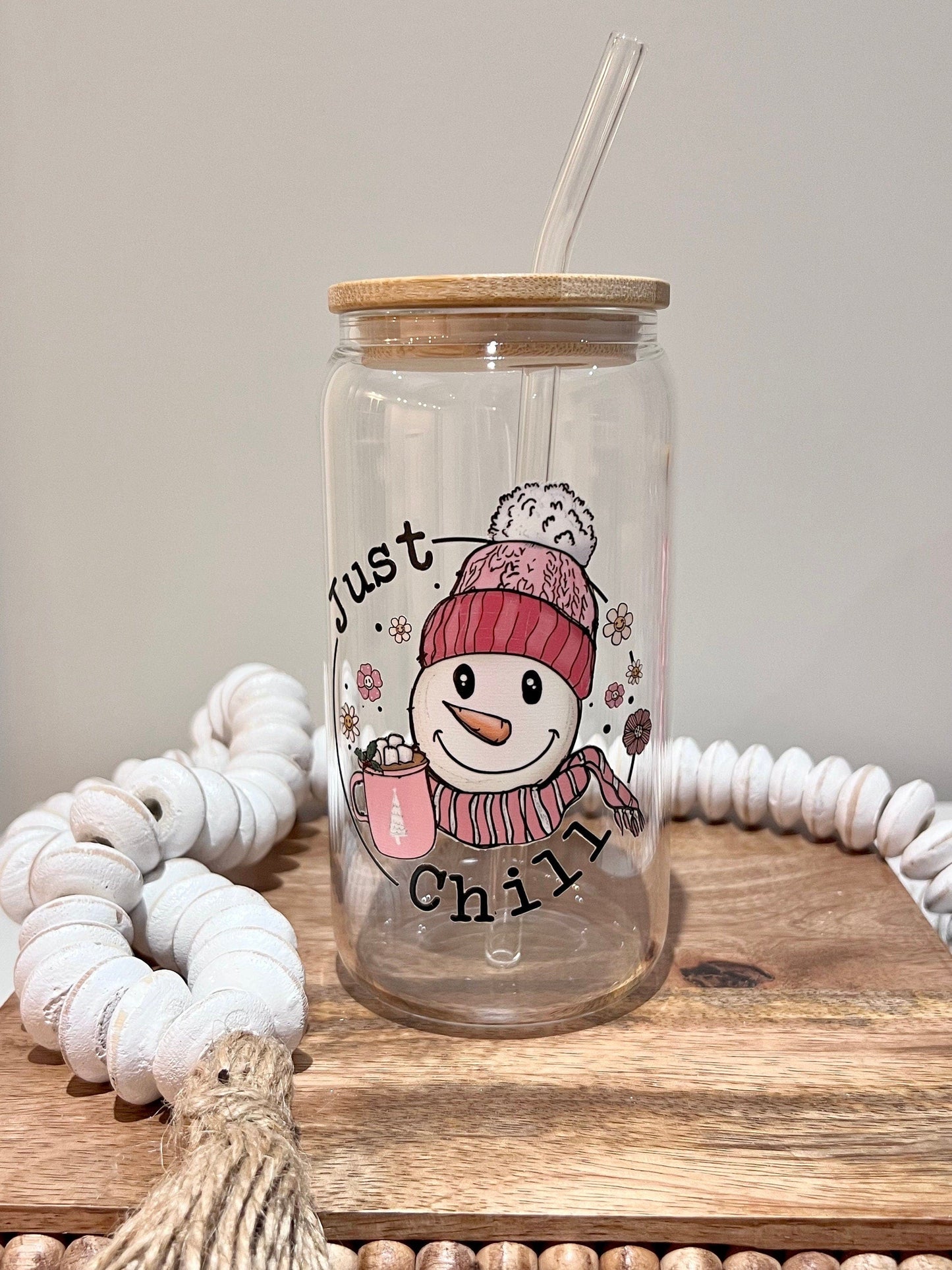 Everyday Ego Snowman Ice Coffee Cup |  Holiday Iced Coffee Glass Mug | Glass Tumbler | Winter Glass Cup | Snowman | Holiday Gift | Gift for Her