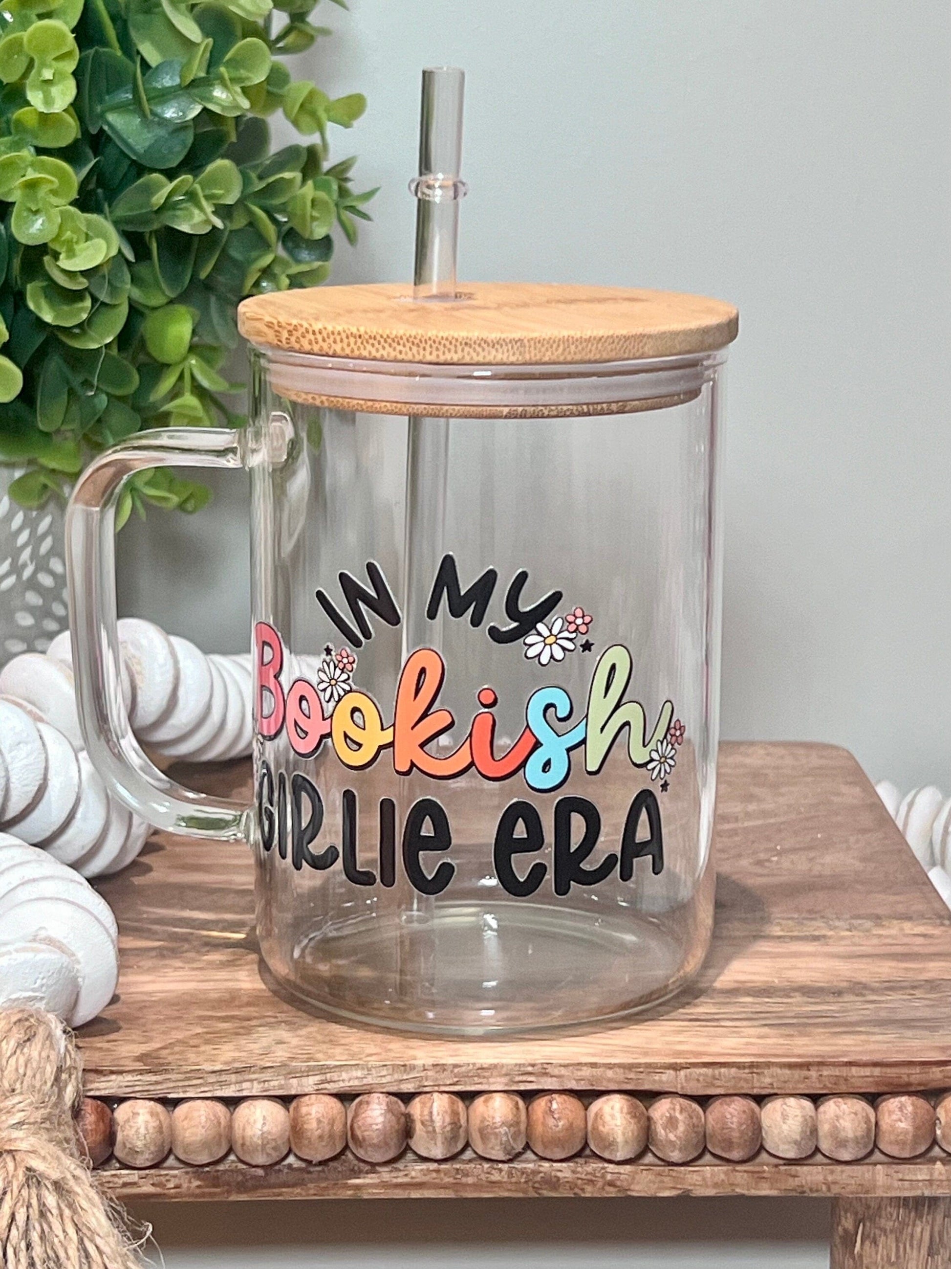 Everyday Ego In My Bookish Era Glass Mug | Iced Coffee Cup| Book Lover Mug | Gift For Readers | Coffee Glass Mug | Book Lover Gift | Bibliophile Gifts