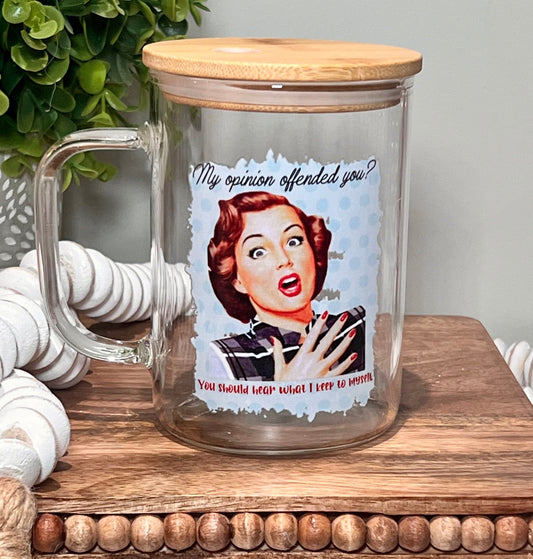 Everyday Ego Funny Mug | Office Humor Novelty Coworker Gift | Gifts For Friends | My Opinion Offended You  | Work Gag Gift | Sarcastic Glass Coffee Mug