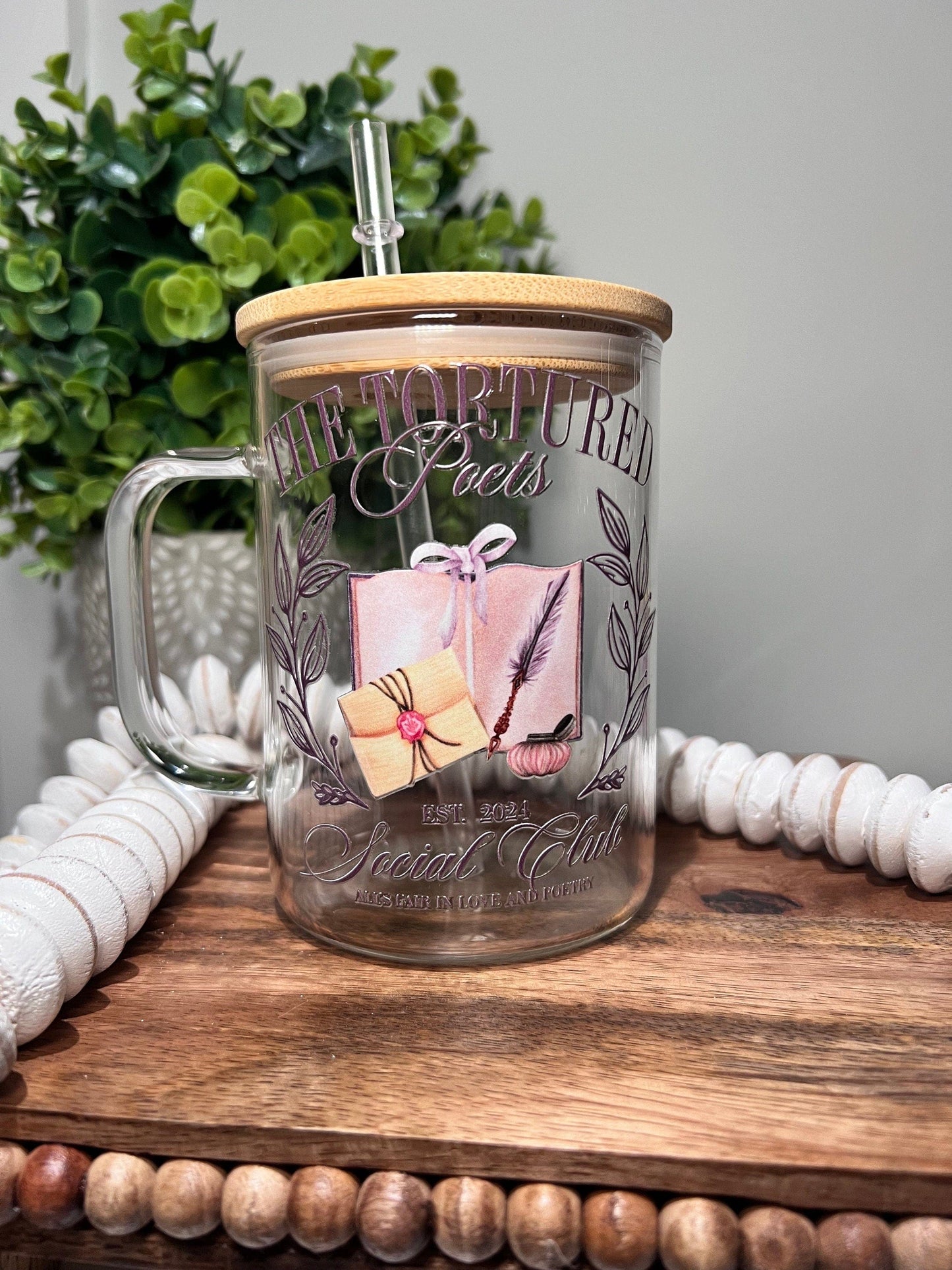 Everyday Ego Tortured Poets Glass Mug | Gift For Her | Birthday Gift | Coffee Glass Mug | Swiftea Glass Mug | Poets Department Mug | Music Fan Gift