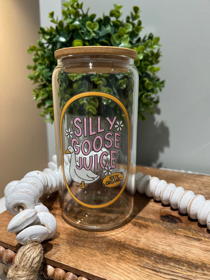 Everyday Ego Silly Goose Juice Glass Can  | Meme Gift | Funny Gift | Gift For Friend | Silly Goose Glass Mug | Iced Coffee Cup | Cocktails | Mocktails