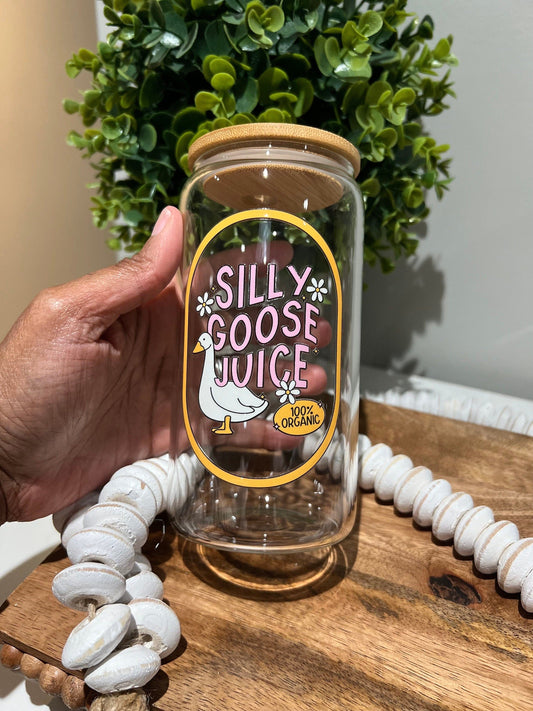 Everyday Ego Silly Goose Juice Glass Can  | Meme Gift | Funny Gift | Gift For Friend | Silly Goose Glass Mug | Iced Coffee Cup | Cocktails | Mocktails