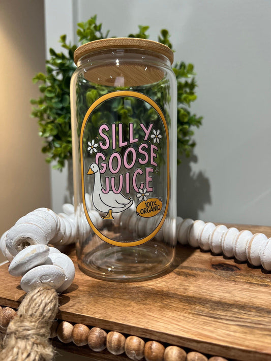 Everyday Ego Silly Goose Juice Glass Can  | Meme Gift | Funny Gift | Gift For Friend | Silly Goose Glass Mug | Iced Coffee Cup | Cocktails | Mocktails