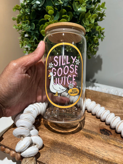 Everyday Ego Silly Goose Juice Glass Can  | Meme Gift | Funny Gift | Gift For Friend | Silly Goose Glass Mug | Iced Coffee Cup | Cocktails | Mocktails