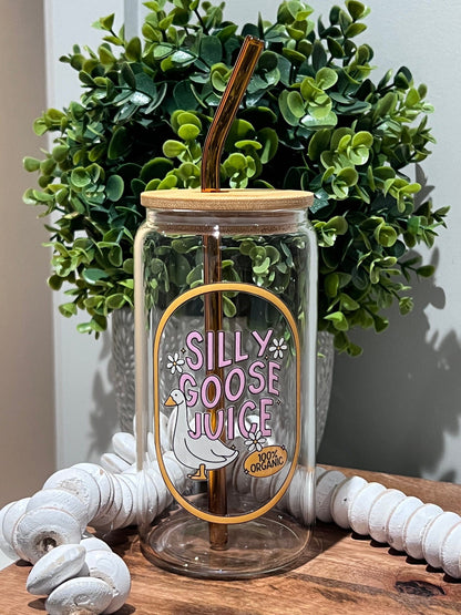 Everyday Ego Silly Goose Juice Glass Can  | Meme Gift | Funny Gift | Gift For Friend | Silly Goose Glass Mug | Iced Coffee Cup | Cocktails | Mocktails