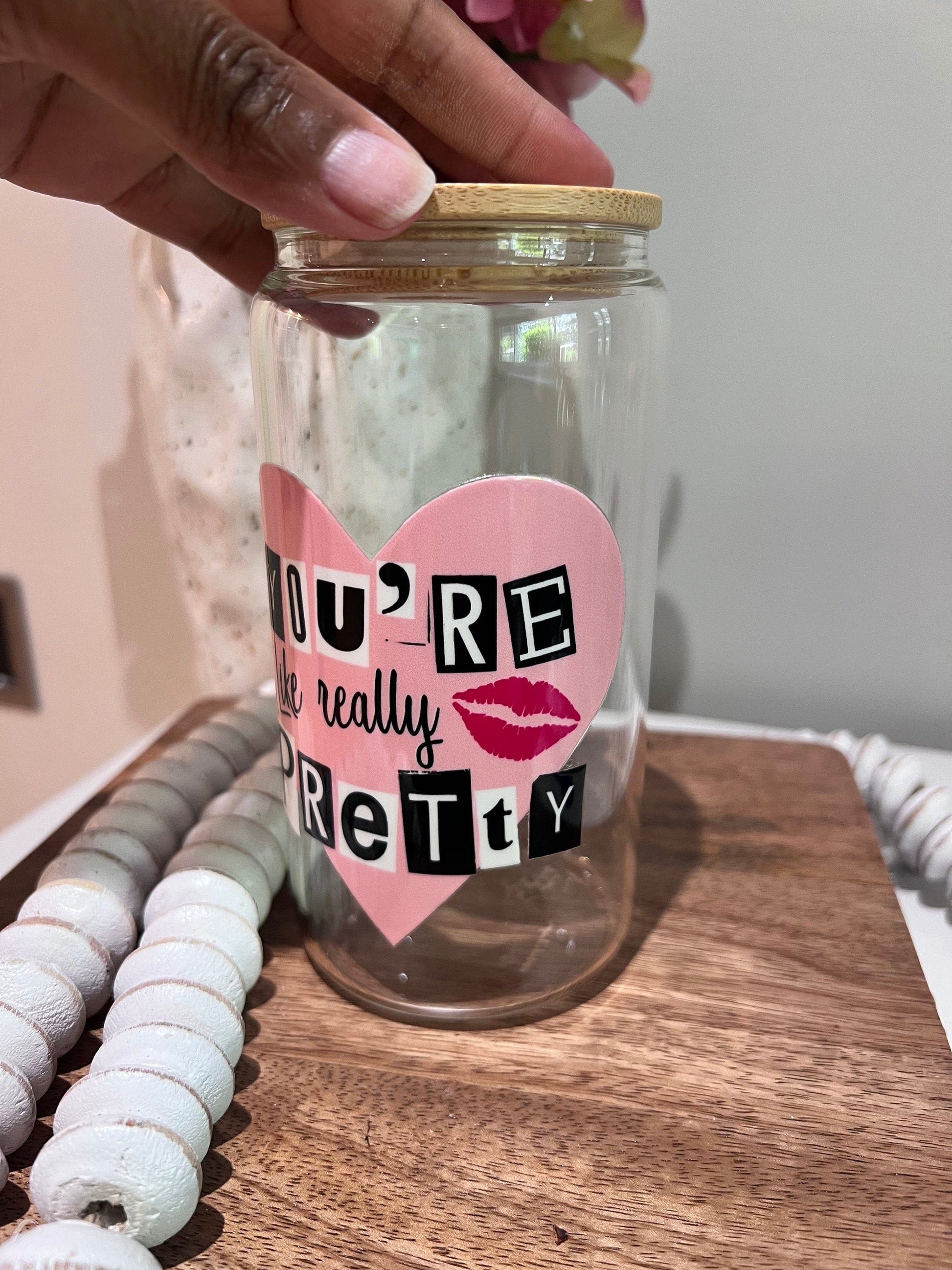 Everyday Ego You're Like Really Pretty | Glass Cup | Iced Coffee Glass Cup | Burn Book Cup | Good Girls Glass | Burn Book Theme Gift | Cute Glass Tumbler