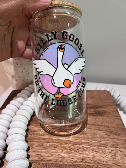 Everyday Ego Silly Goose On The Loose Club Glass Can | Meme Gift | Funny Gift | Gift For Friend | Silly Goose Juice Mug | Iced Coffee Cup | Cocktails