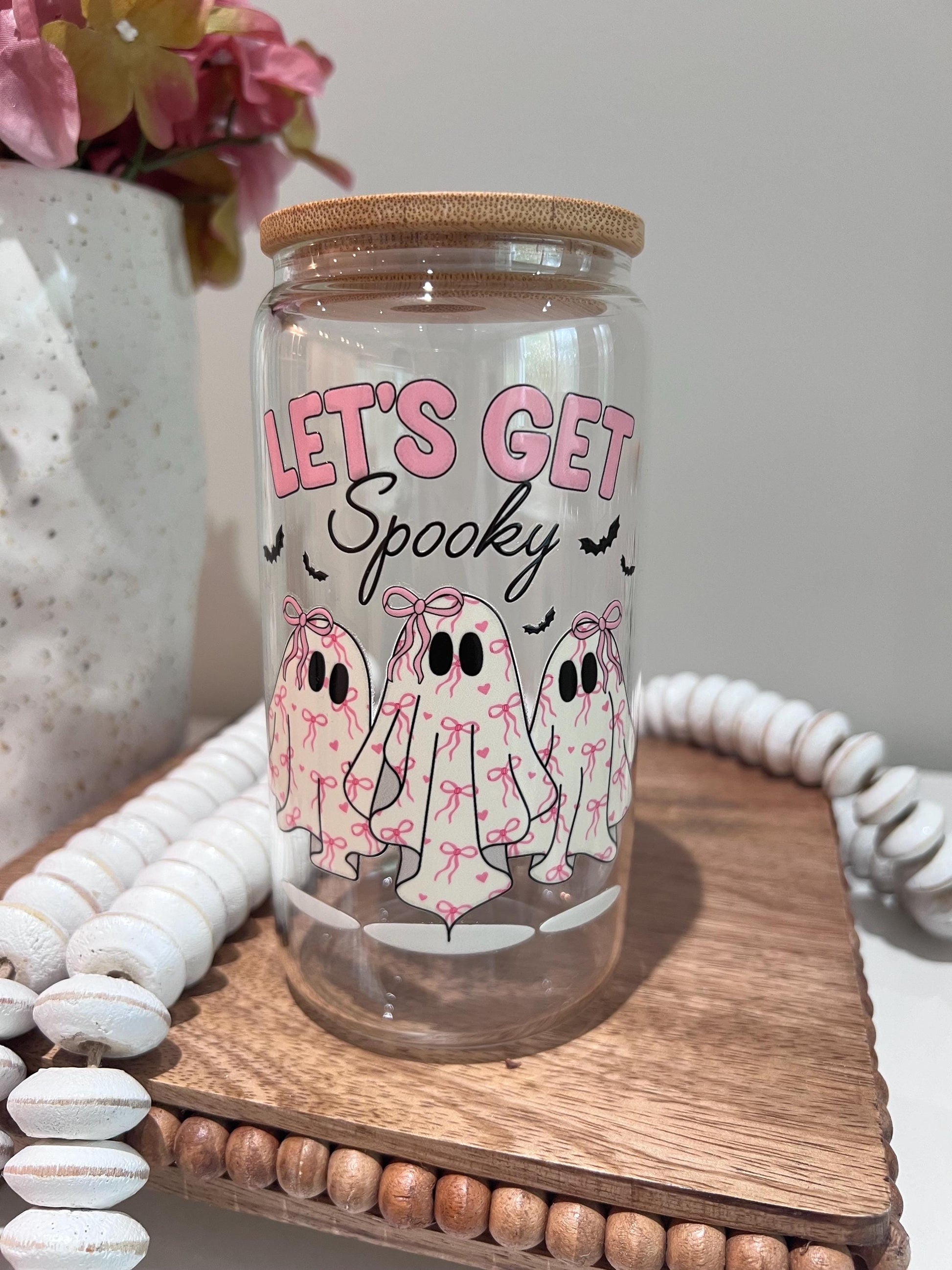 Everyday Ego Spooky Glass Can | Let’s Get Spooky Cup | Halloween Ghost | Gift For Friend | Halloween Glasses  | Iced Coffee Cup | Fall Ghost Mug
