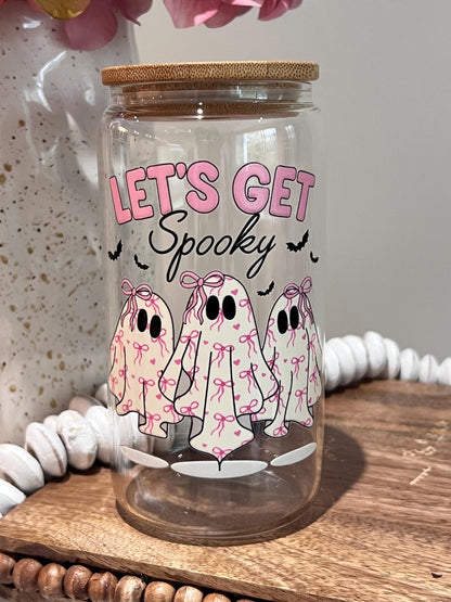 Everyday Ego Spooky Glass Can | Let’s Get Spooky Cup | Halloween Ghost | Gift For Friend | Halloween Glasses  | Iced Coffee Cup | Fall Ghost Mug