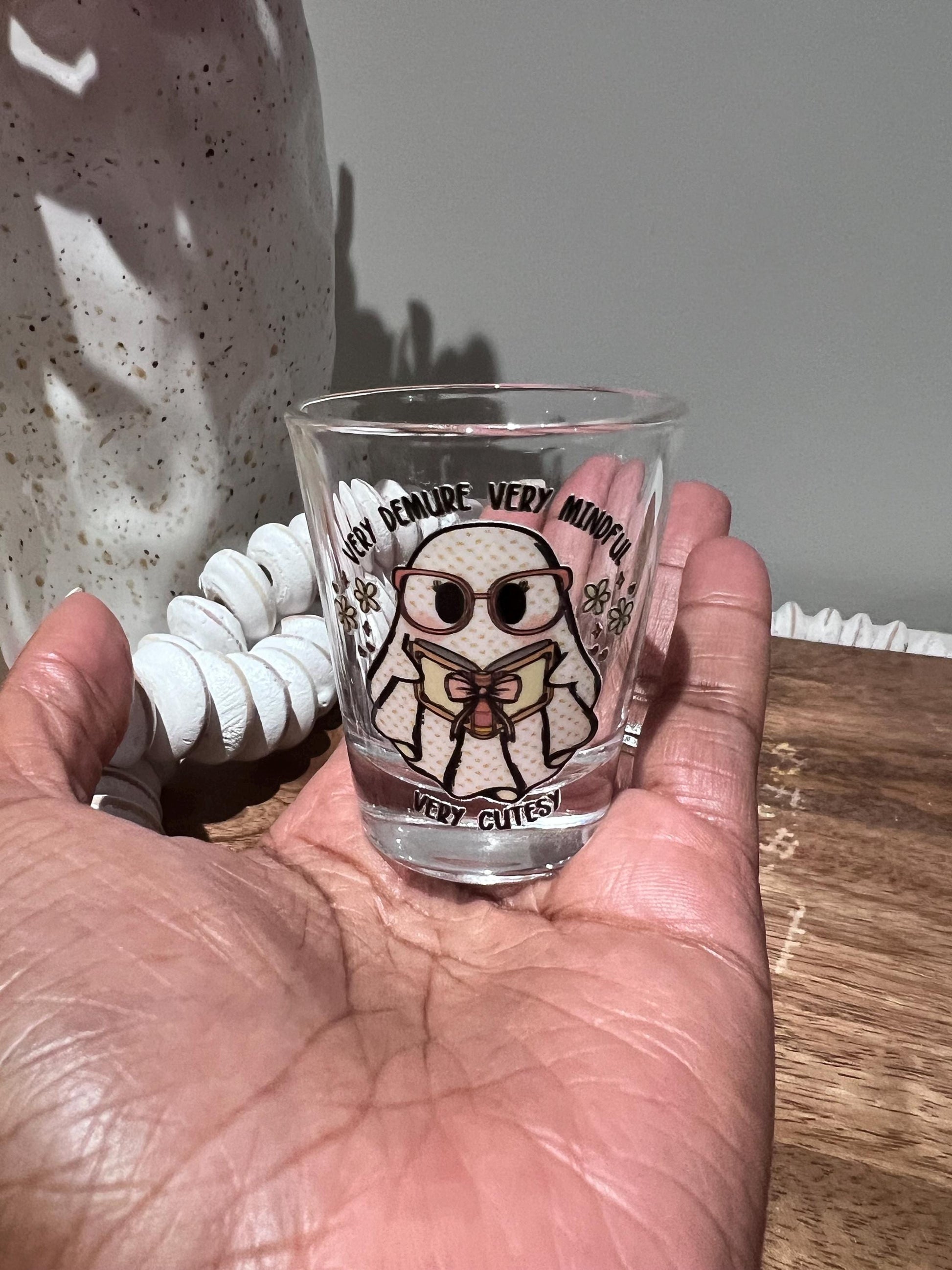 Everyday Ego Shot Glass Ghost Shot Glass Very Demure Mindful Cutesy