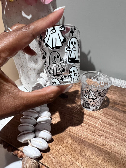 Everyday Ego Shot Glass Middle Finger Ghost Middle Finger Ghost Shot Glasses