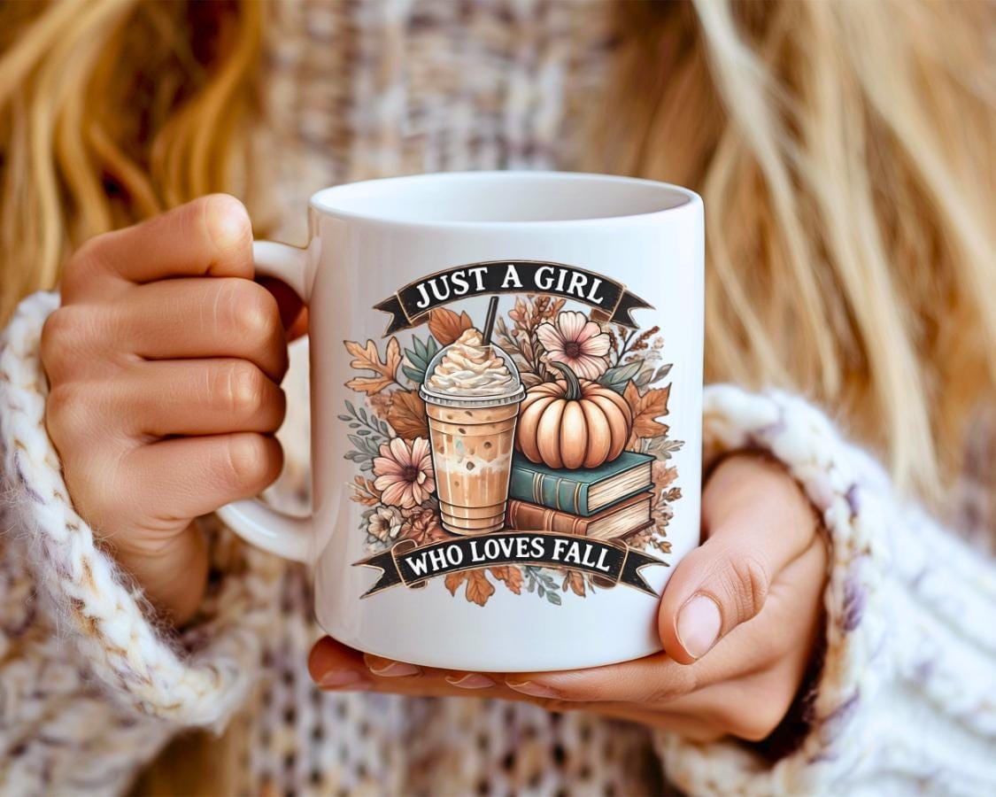 Everyday Ego Just A Girl Who Loves Fall | Fall Lover Gift | Gift For Her | Coffee Cups | Personalized Fall Mug | Coffee Mug | Book Lovers Mug