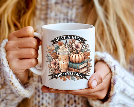 Everyday Ego Just A Girl Who Loves Fall | Fall Lover Gift | Gift For Her | Coffee Cups | Personalized Fall Mug | Coffee Mug | Book Lovers Mug