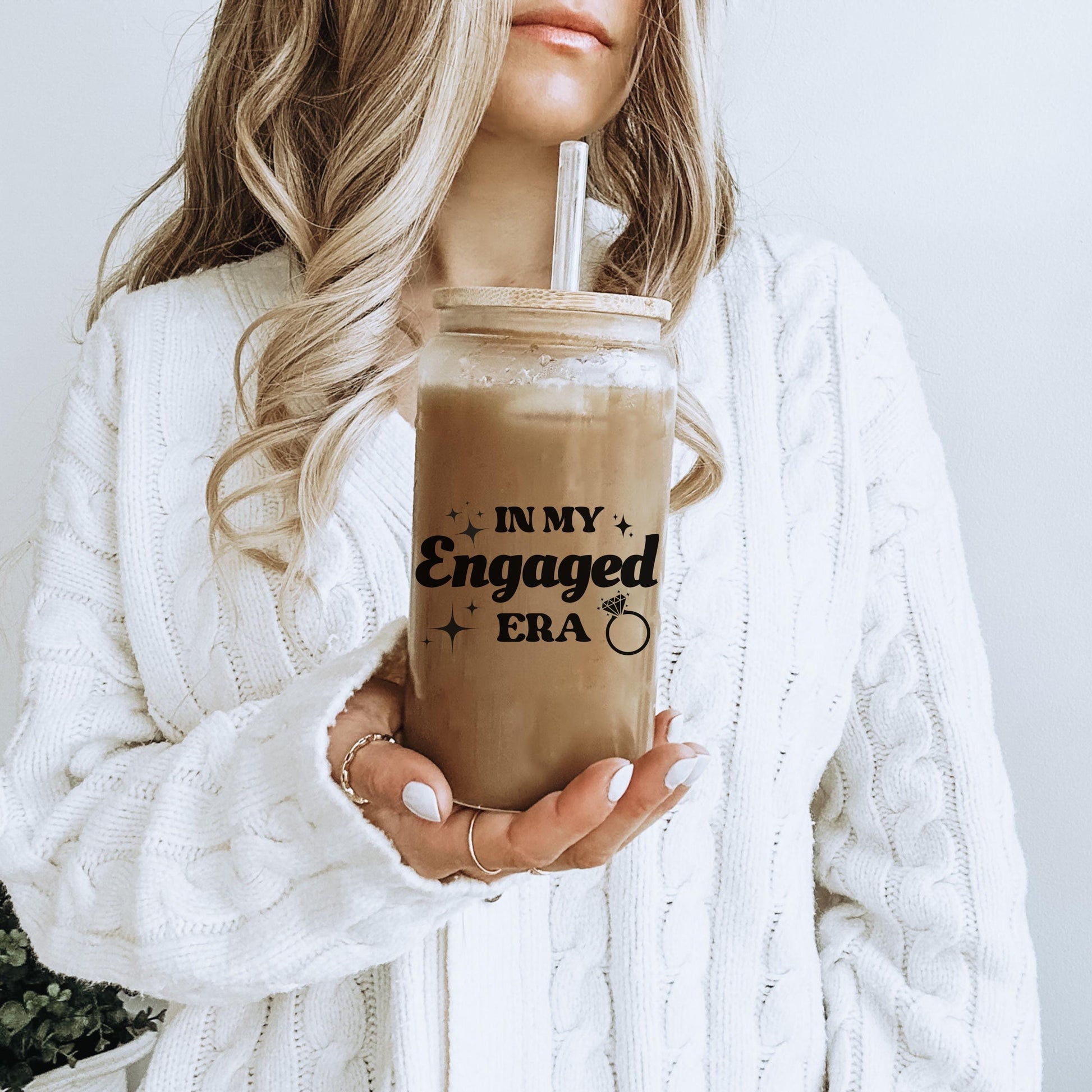 Everyday Ego Future Mrs Gift | In My Engaged Era Ice Coffee Cup | Bride To Be Glass Cup | Custom Mrs Tumbler | Fiancée Gift | Fiancee Gift