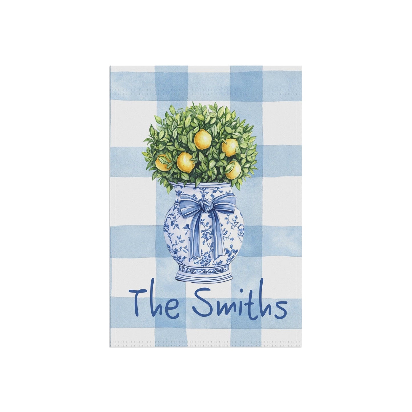 Printify Home Decor Personalized Chinoiserie Garden Flag Yard Banner, Outdoor Decor, Spring Housewarming Gift, Patio Decoration,  Custom Lemon Topiary Flag