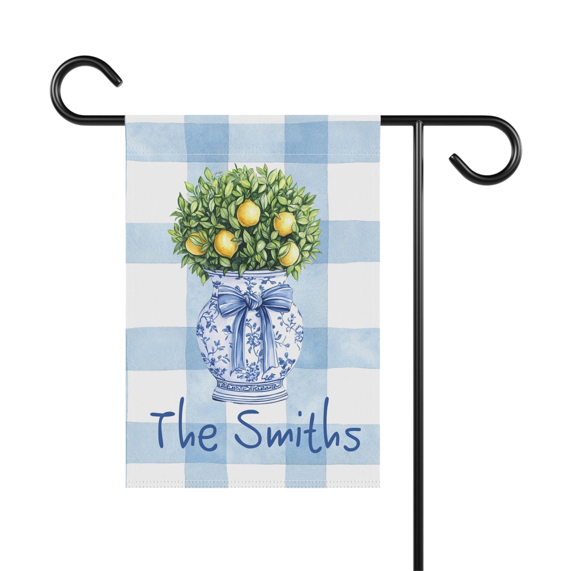 Printify Home Decor Personalized Chinoiserie Garden Flag Yard Banner, Outdoor Decor, Spring Housewarming Gift, Patio Decoration,  Custom Lemon Topiary Flag