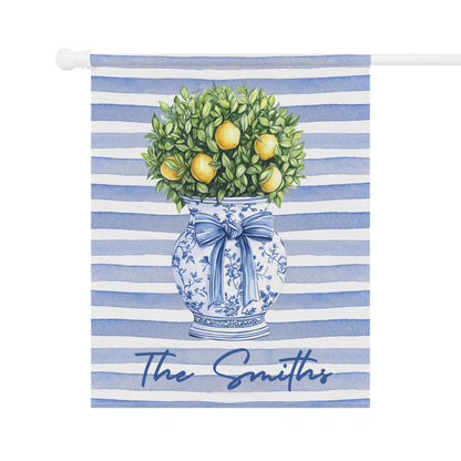 Printify Home Decor Preppy Chinoiserie Topiary Garden Flag