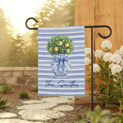 Printify Home Decor Preppy Chinoiserie Topiary Garden Flag