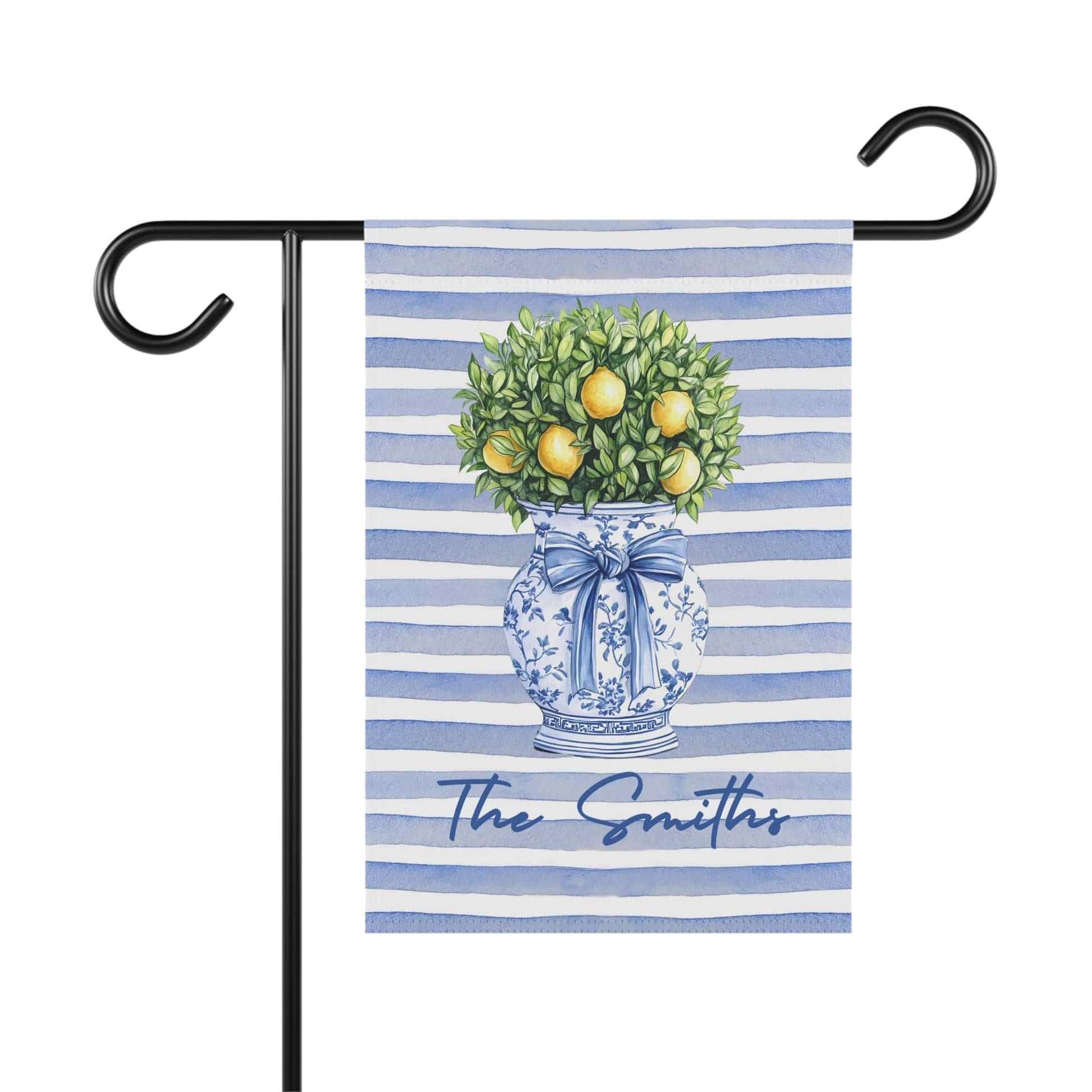 Printify Home Decor 12'' × 18'' Preppy Chinoiserie Topiary Garden Flag