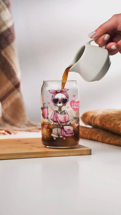 Bougie Love, Eww Love 16 oz Glass Can Cup- Anti Love Iced Coffee Cup
