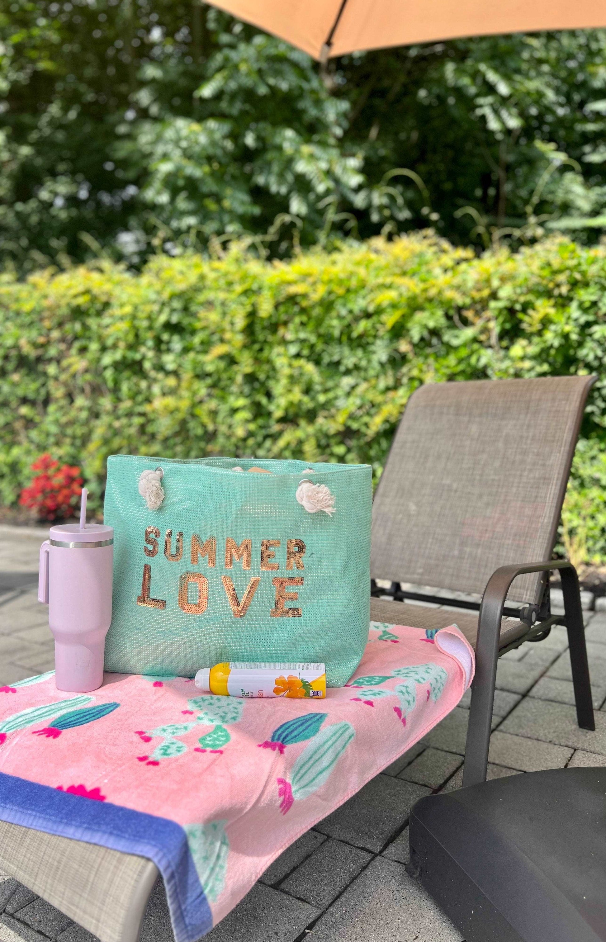 Everyday Ego Tote Bag Summer Love Glitz Beach Tote Bag- Mint