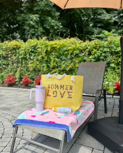 Everyday Ego Tote Bag Summer Love Glitz Beach Tote Bag- Yellow